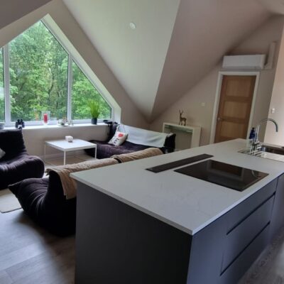 Living space above a newly build garage, designed by MHM Design Ltd.