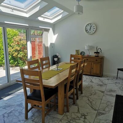 Single storey extension used as a dining area, designed by MHM Design Ltd.