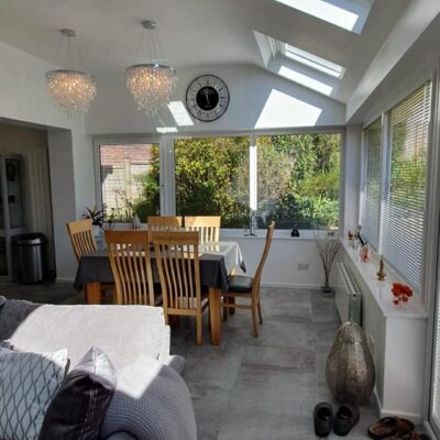 Single storey extension providing expanded living space. Designed by MHM Design Ltd.