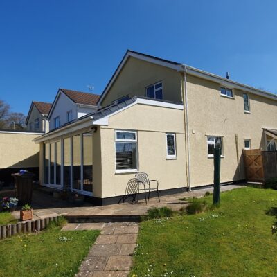 Side profile view of a newly designed and built single storey extension.