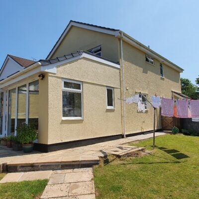 Exterior view of a single storey extension designed by MHM Design Ltd.